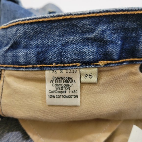 Rag & Bone Marilyn High Rise Button Fly Mini Denim Shorts in Weston - Picture 10 of 11